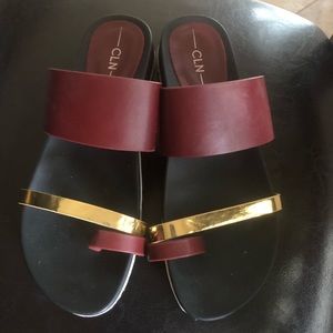 CLN Leanna Slides Gold and Maroon